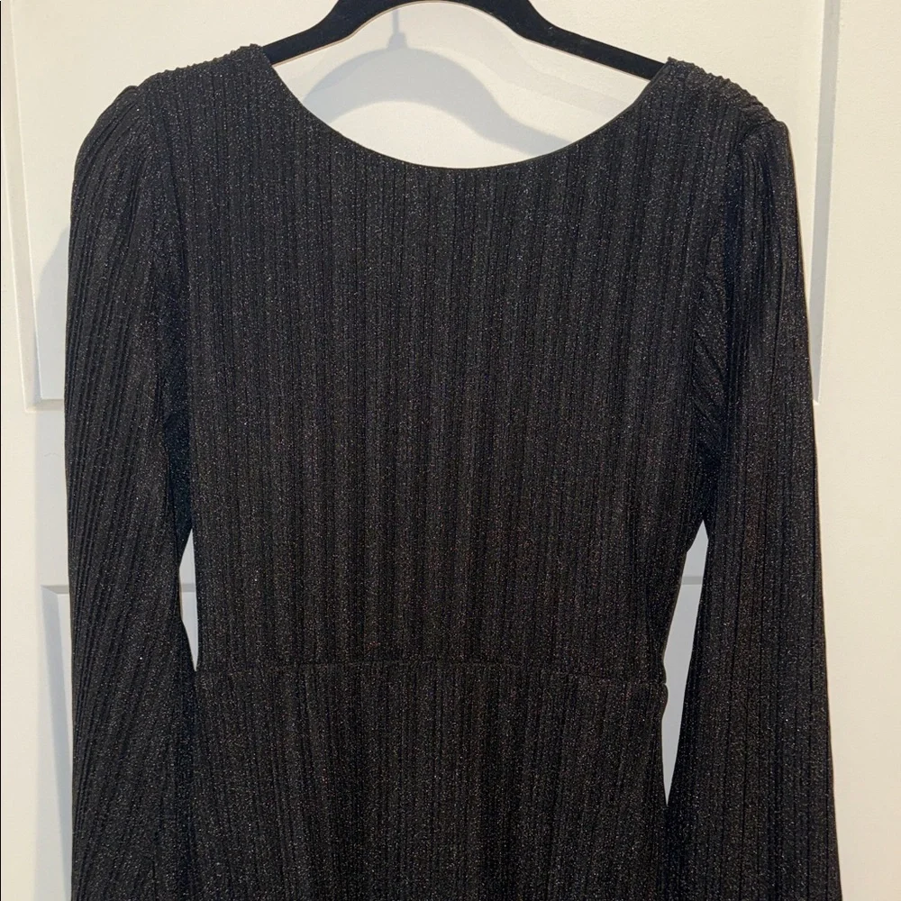 Dee Elly Black Shimmer Long Sleeve Dress | XL - Picture 4 of 5